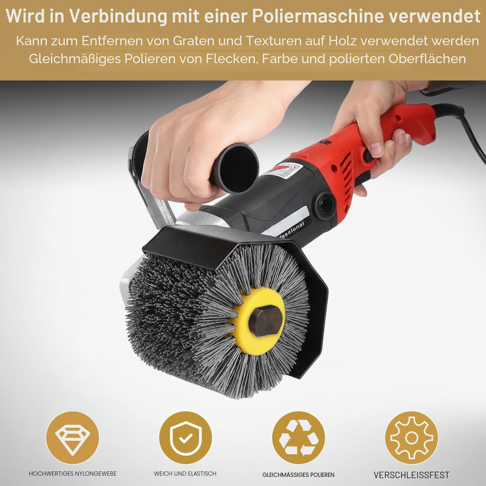 Schleifbürsten, Nylonbürste 80 , Körnung Nylonbürste, Polierbürste zum Holzverarbeitung,für Satiniermaschine, Schwarz Schleifbürste, Borstenbürste