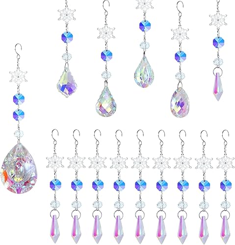 Miniatura 2 de 15 piezas de atrapasoles de cristal AB-Color para colgar en la ventana, adorno de arco iris, cuentas de vidrio, prismas colgantes para jardín,