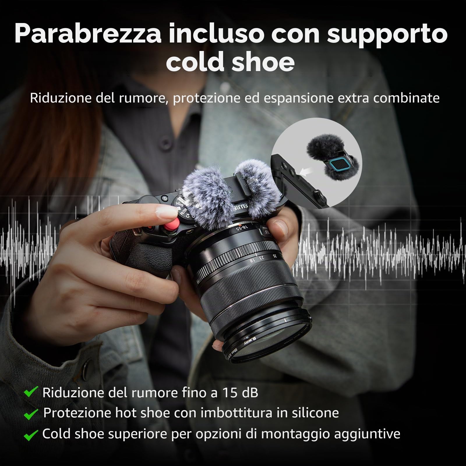 SMALLRIG X-M5 Impugnatura L per FUJIFILM X-M5, Piastra a Sgancio Rapido Integrata per Arca, Maniglia Laterale in Silicone Leggero, Include Parabrezza con Adattatore per Slitta Fredda (Argento) - 4875