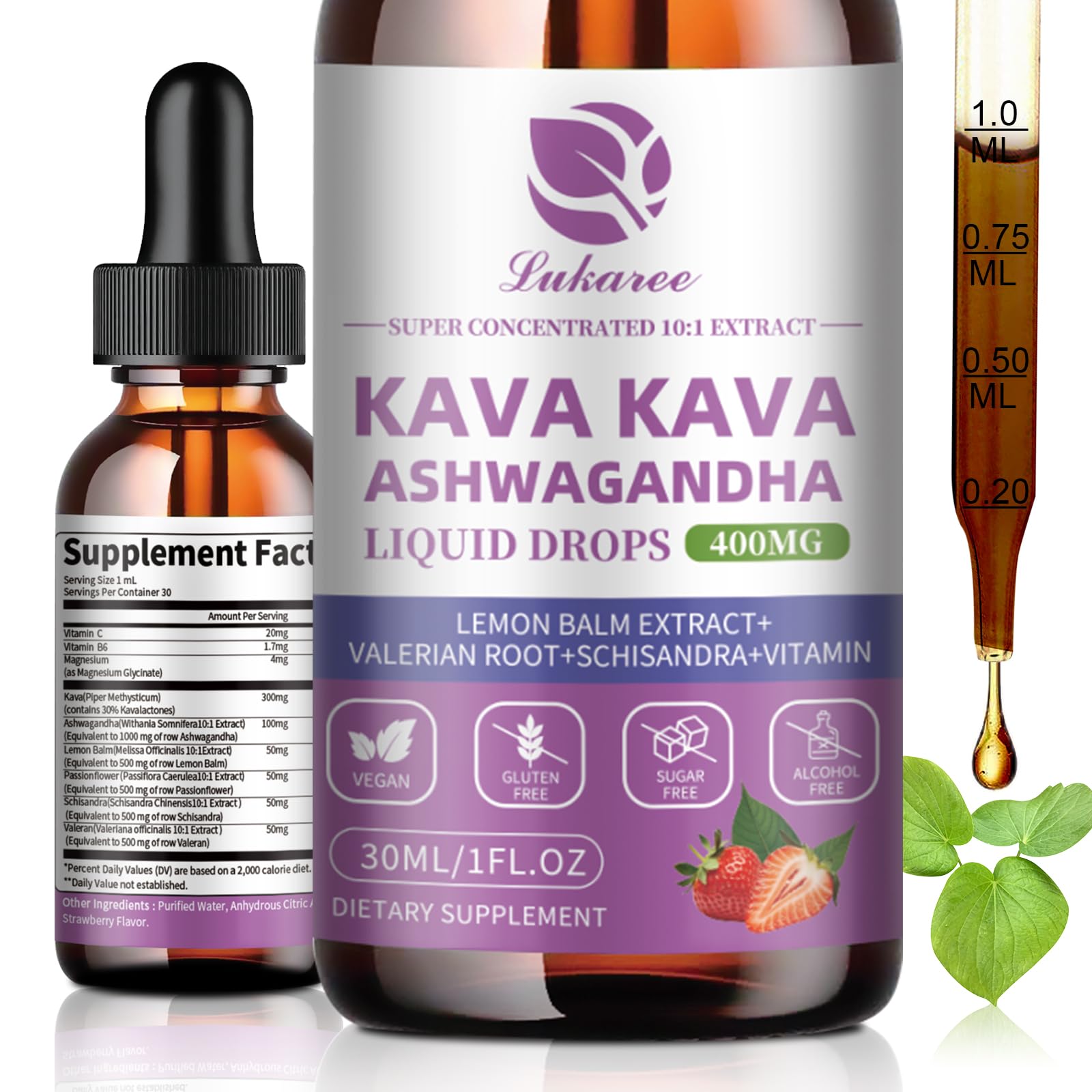 (2 pack) Kava Kava Root Extract Supplement - Calming High Concentration Kava w/ Ashwagandha, Lemon Balm, Valerian Root for Relaxation, Liver, Cognitive Support & Immune System,Vegan, Alcohol-Free
