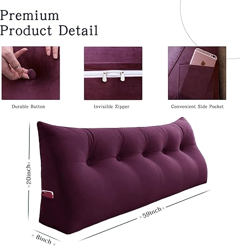 Miniatura 7 de Almohada de cabecera de cuña para dormitorio, almohada de lectura para la espalda, soporte para sentarse en la cama, cojín lumbar, posicionamiento