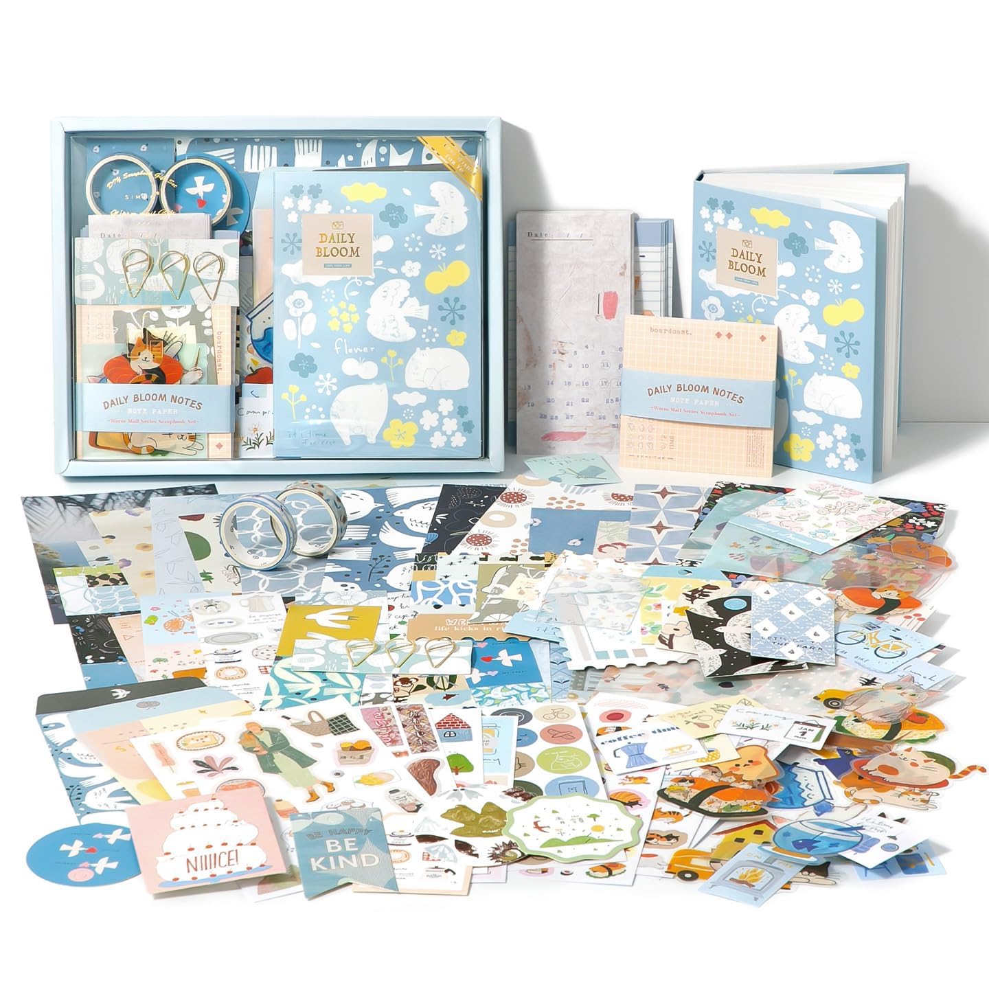 Sarjak Daily Bloom Journal Kit for Scrapbooking, A6 Diary Set with Stickers, Washi Tape, Memo Papers, Decorative Cards and Journaling Accessories-image-5