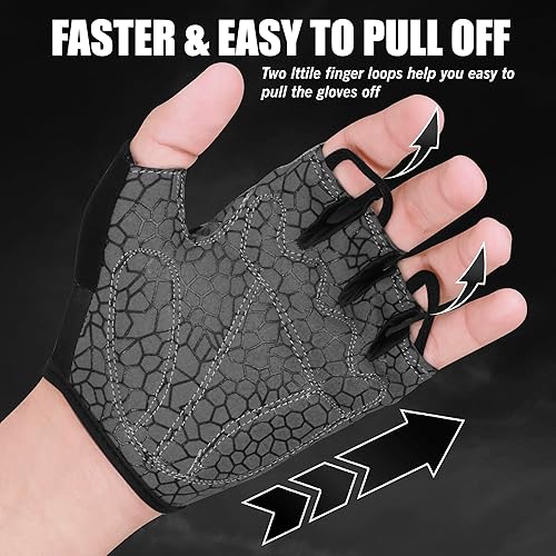 Miniatura 3 de WESTWOOD FOX Guantes de ciclismo de medio dedo, unisex, acolchados, para la palma de la mano, guantes de ciclismo de MTB para hombres y mujeres,
