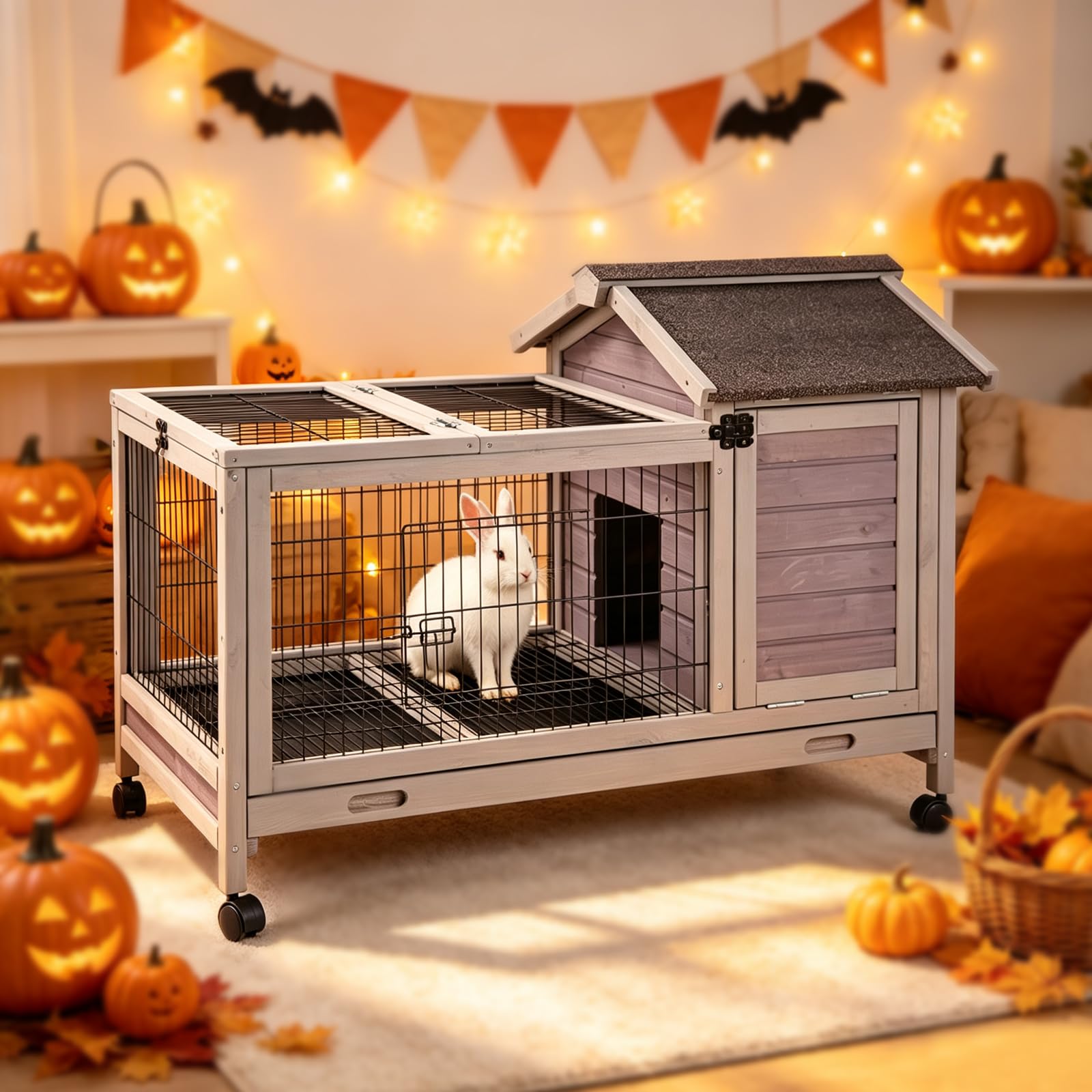 Aivituvin Wooden Rabbit Hutch Indoor