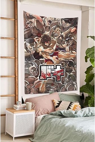 Miniatura 4 de Flokoo Tapiz de collage de anime Baki The Grappler, decoración artística para colgar para sala de estar, dormitorio, cocina, dormitorio, hogar, 40 x