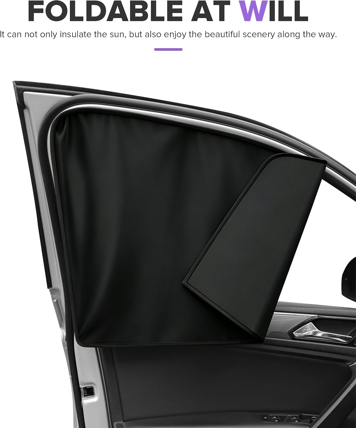 Car Window Shades,Car Accessories Magnetic Side Window Covers,Sun Blocker and UV Protector for Baby, Kids,Automotive Double Layer Curtain,Suitable for Most Car (Black, Front Window)