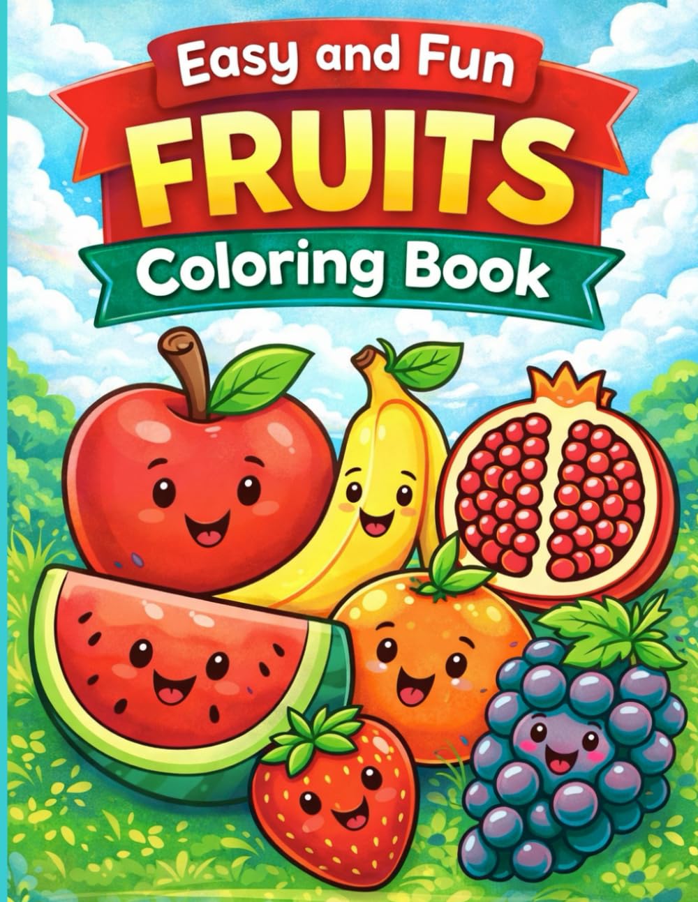 Easy and Fun Fruits Coloring Book for Kids Ages 3-6: Cute and Simple Fruit Coloring Pages for Toddlers and Preschoolers | Fun Activity Book for Kids Ages 3-6