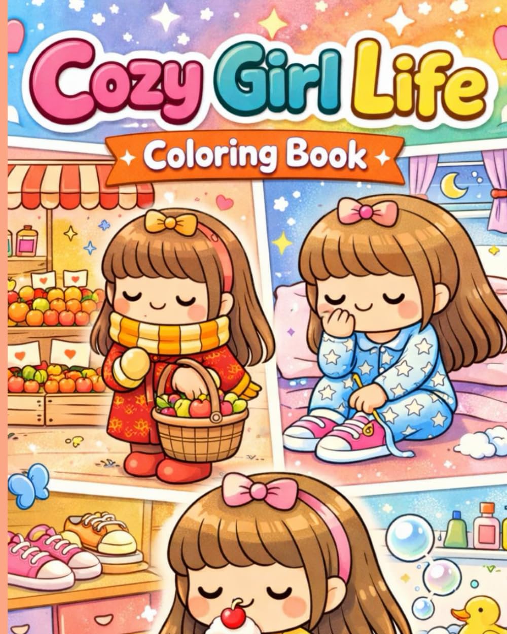 Cozy Girl Life Coloring Book: Cute Moments for Relaxation & Happiness