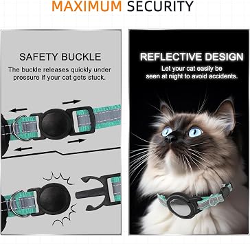 Airtag Kedi Tasması Ayrılıkçı, Odokele Reflektörlü Kedi Tasmaları, Yavru Kedi için Apple Air Etiket Tutuculu, Kedi GPS Takip Cihazı Ayarlanabilir Yaka, Yavru Kedi ve Yavru Köpekler için Hızlı Çıkarma