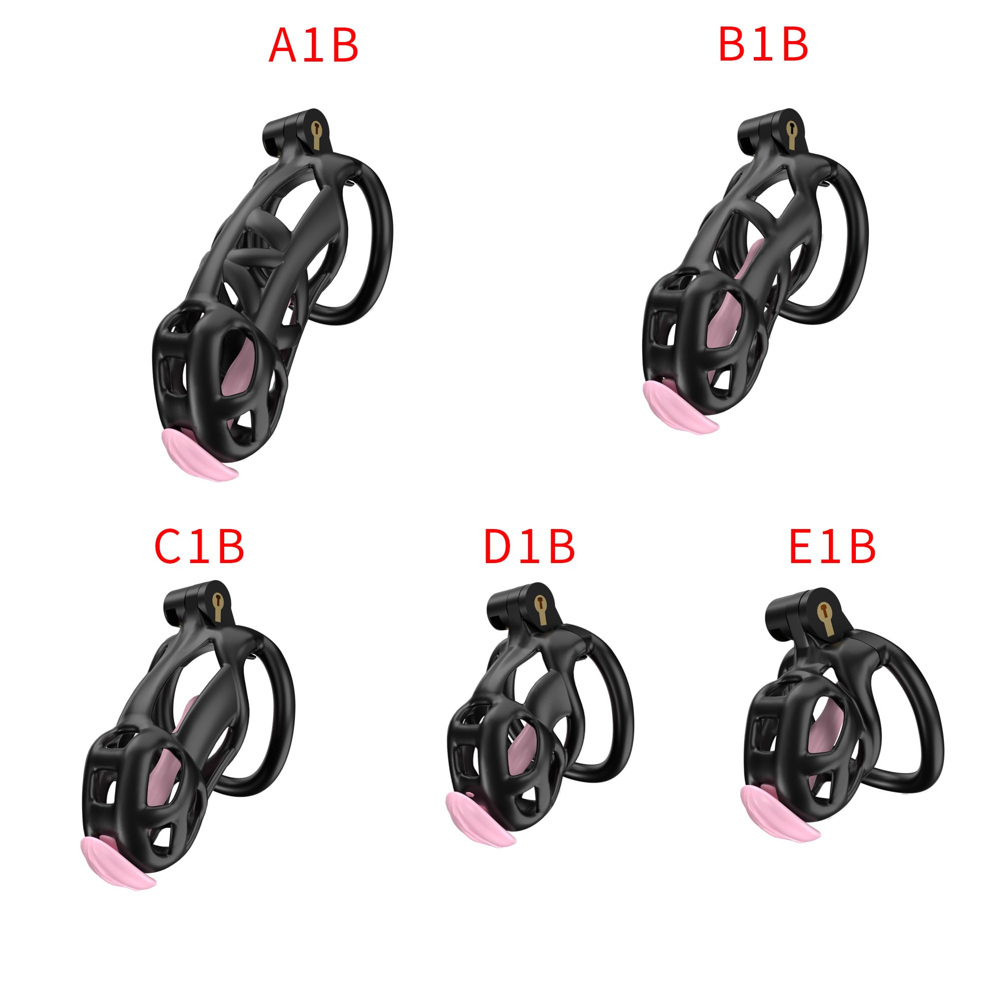 Gabbia Di Castità Uomo Generation Fitness – 5 Anelli Curvi (43-55mm) + Serratura A Scomparsa, Nera