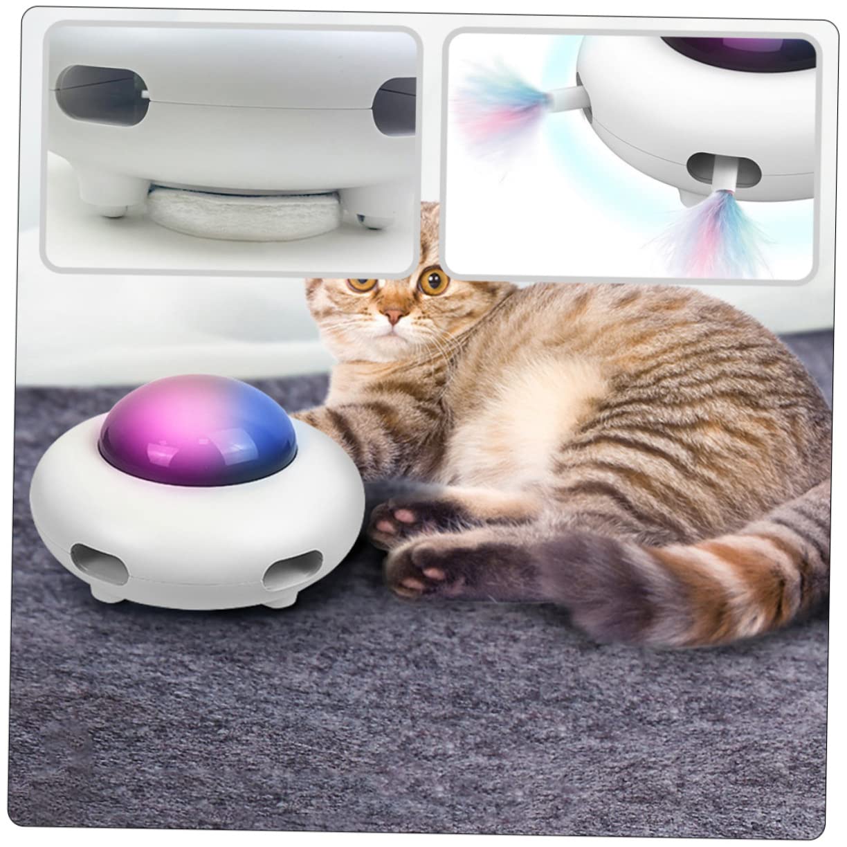 Kisangel Automatisches Katzenspielzeug mit Kunststoffmaterial Automatische Bewegung und Hindernisvermeidung Interaktives Spielzeug für Katzen zur Unterhaltung und Bewegung