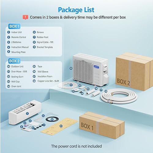 Miniatura 6 de ROVSUN Sistema de calefacción mini split de 18,000 BTU habilitado para Wifi con inversor, 19 SEER 230 V de ahorro de energía sin conductos, sistema