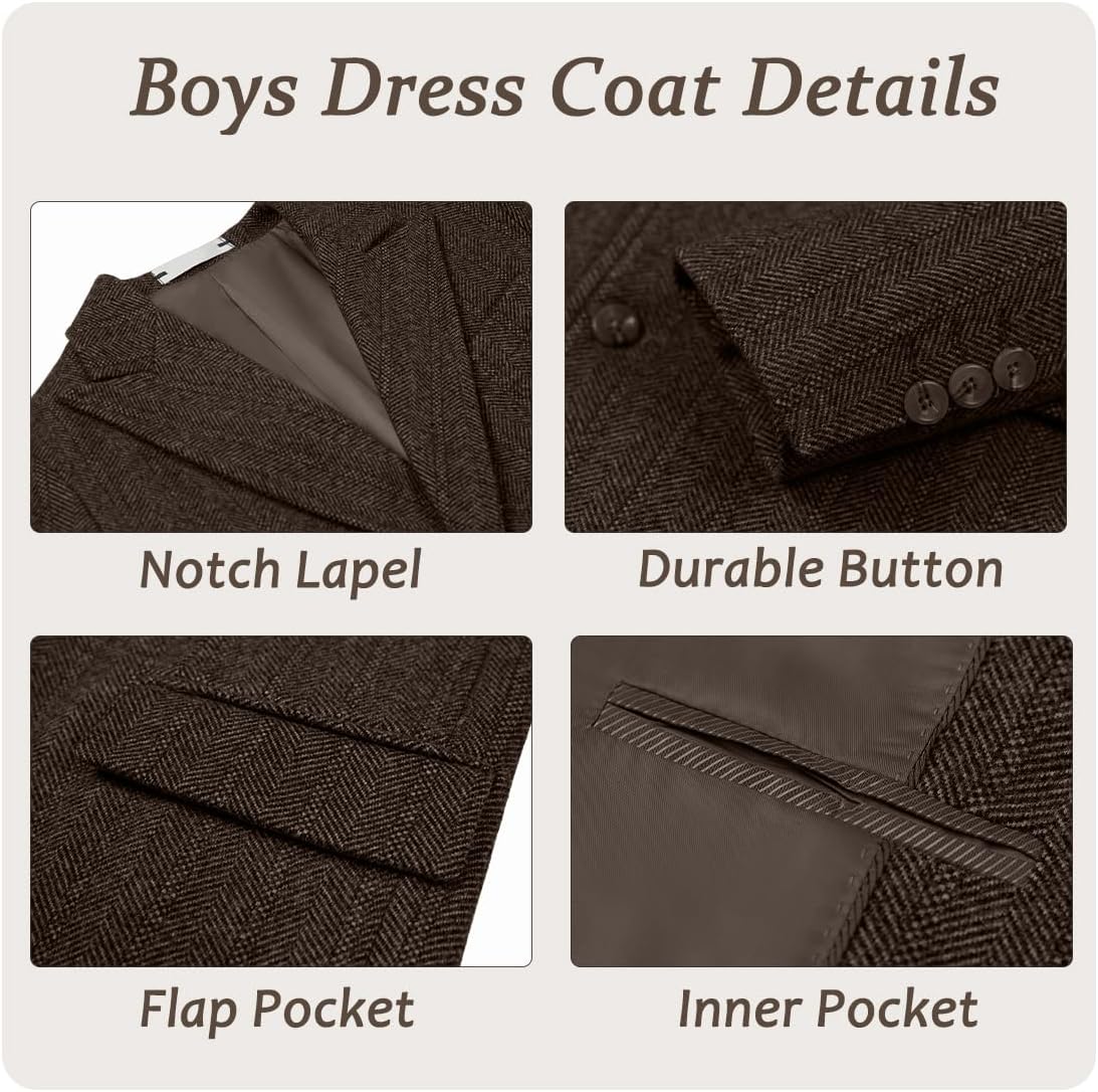 Boys Trench Coats Tweed Double Breasted Trench Coat for Boys Peacoat Kids Winter Overcoat for Boy Dress Coat Casual