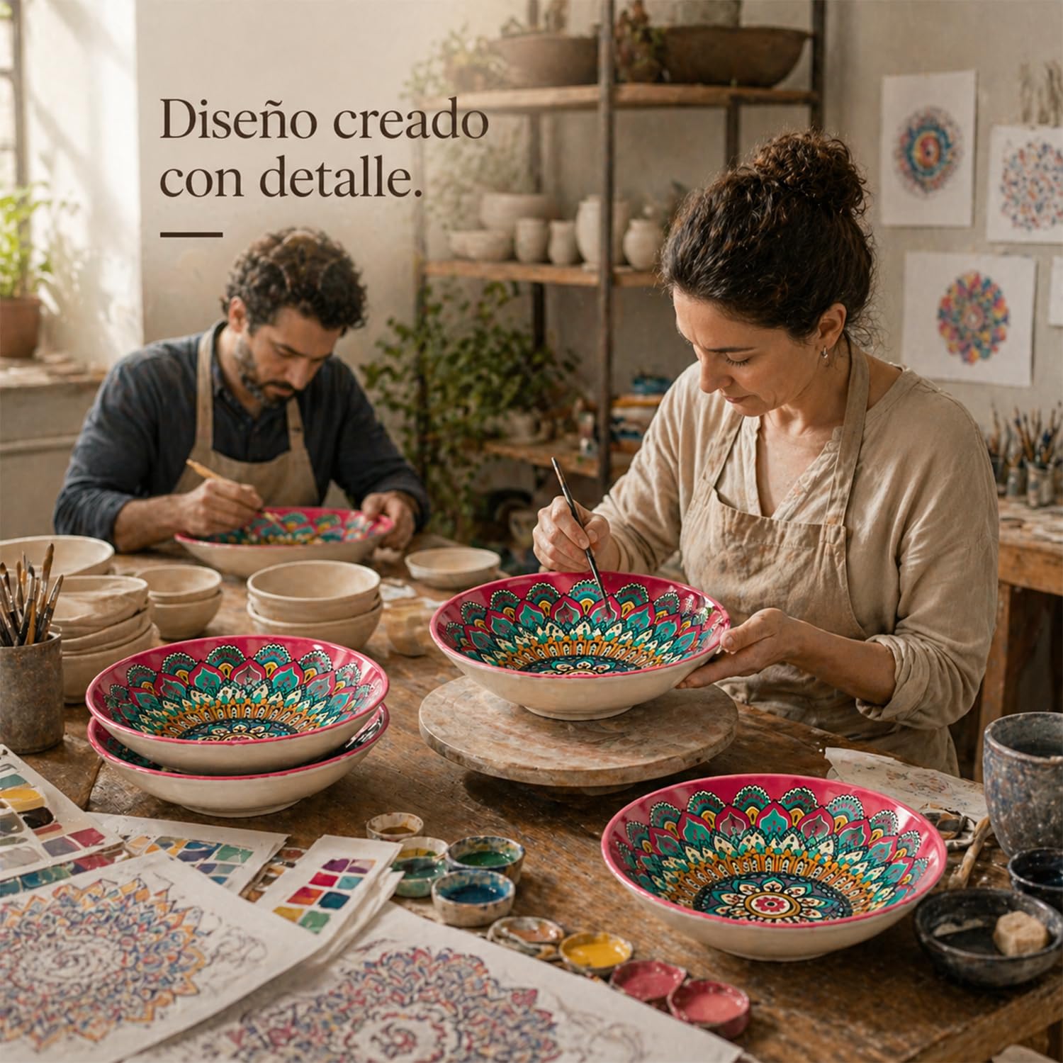 Set 2 Bowls Melamina 21 x 5,4 cm Uso Alimentario, Recipientes para Ensaladas, Snacks y Cereales, Livianos y Resistentes, Ideal Cocina Hogar