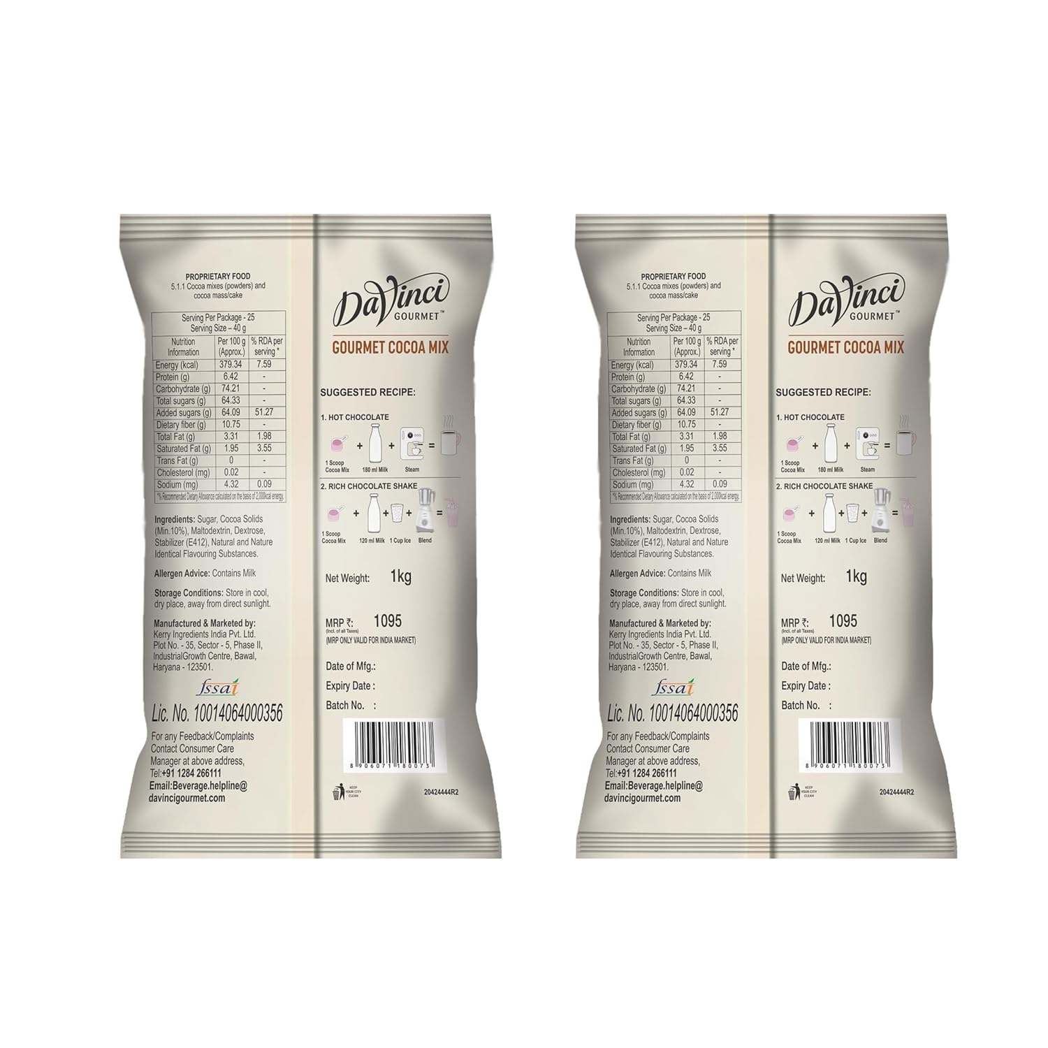 Davinci Gourmet Premium Cocoa Mix Powder, 1kg Pouch - Pack of 2 | Rich & Creamy Hot Chocolate Drink | Café-Style Beverage | Easy to Prepare | Ideal for Home, Café & Dessert Recipes - Image 2 thumbnail