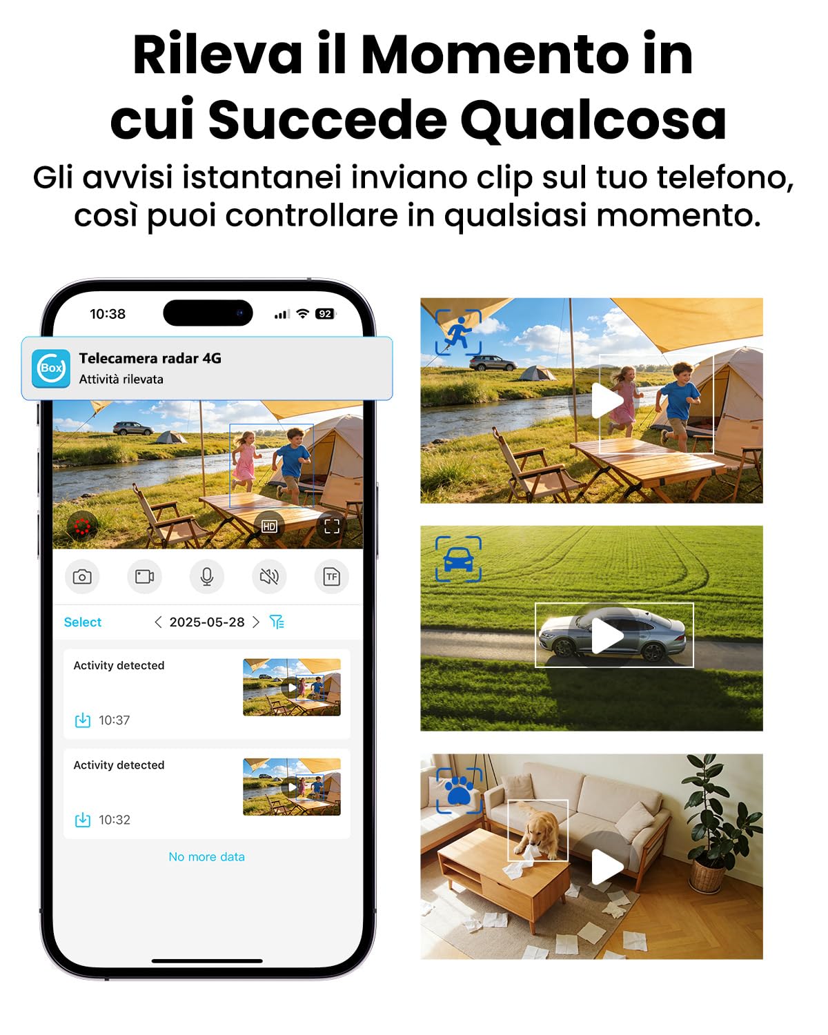 Bextgoo 4G LTE Telecamera con SIM senza WiFi, 4K Mini Videocamera 4G | Batteria 5200mAh, Visione 160°, Visione Notturna, Rilevamento Radar AI & Allarme, per Auto, Parcheggio, Campeggio, Viaggio
