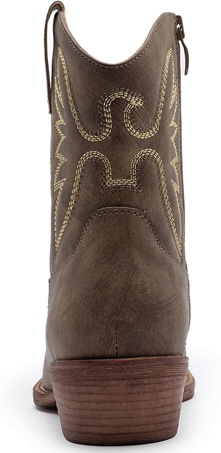 GLOBALWIN Women's Mid Calf The Western Cowboy Boots Fashion Cowgirl Boots For Women Low Heel