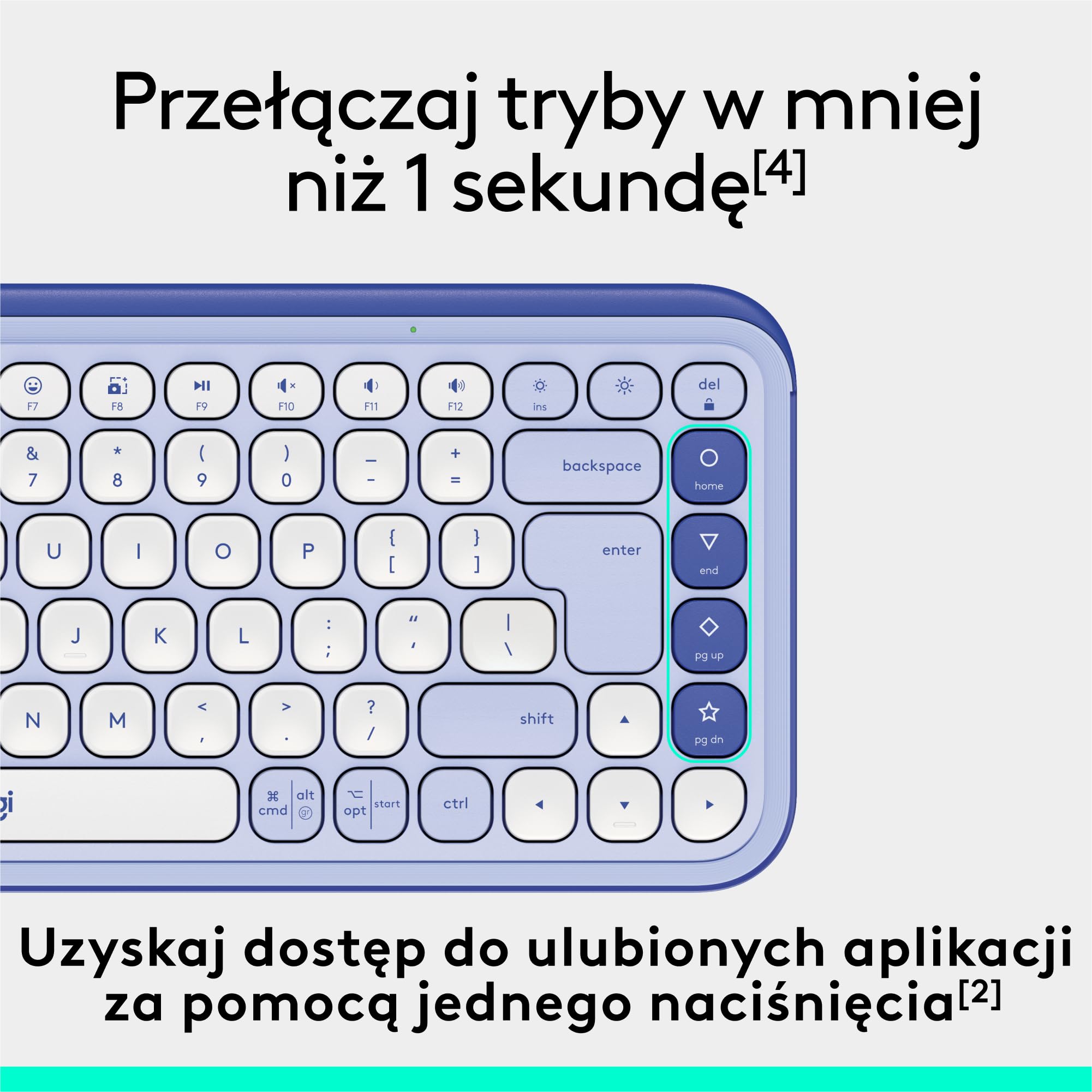 Logitech POP ICON KEYS, bezprzewodowa klawiatury Bluetooth, programowalne klawisze, funkcja Easy-Switch, do laptopa, tabletu, komputera PC, QWERTY układ US international - Liliowy