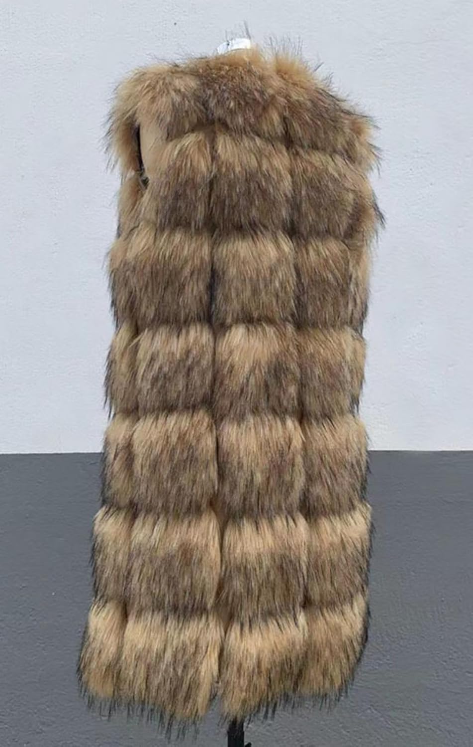 Shaggy Long Faux Fur Vests,Fluffy Waistcoat Sleeveless Jackets Coats Outwear Tops