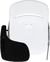 Vista 7 de EMMA + OLIVER Silla ergonómica blanca con tableta abatible para diestros, escritorio con brazo para tableta