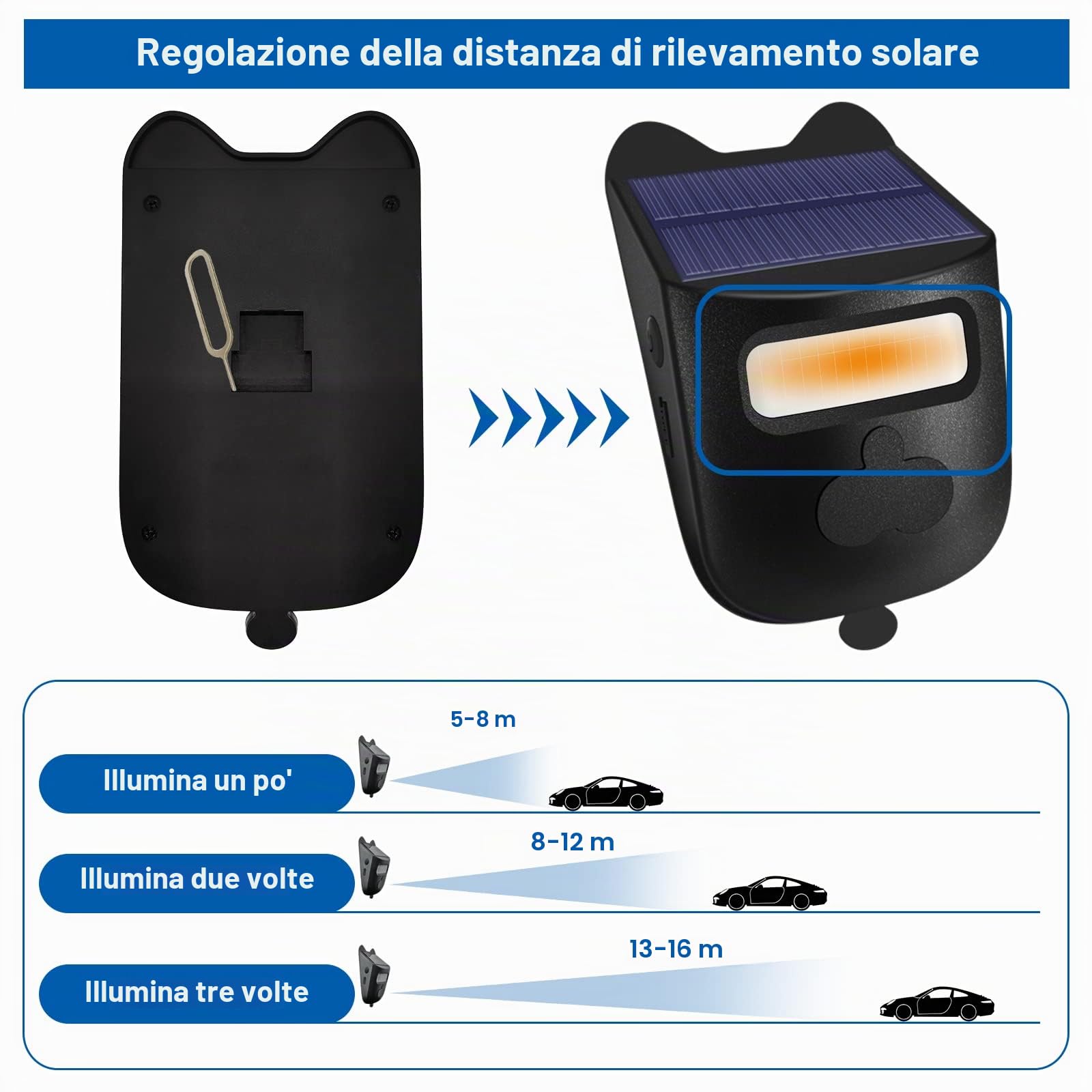 Allarme solare senza fili per vialetto esterno, resistente alle intemperie, rilevatore di movimento, campanello per porta, sistema di allarme di sicurezza fai da te (2 sensori e 1 campanello)