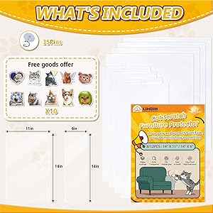 LIHBIH Anti Cat Scratch Furniture Protector, 12 Pcs Self-Adhesive Couch Protector for Cat Claws, Heavy Duty Couch Cover Furniture Protectors from Cats Scratching Tape for Sofa, Corner, Door, Chair