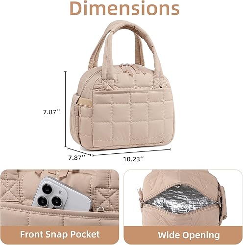 Miniatura 7 de LEDAOU Lonchera para mujer, lonchera acolchada con correa ajustable, aislada, reutilizable, para el trabajo, escuela, picnic, viajes
