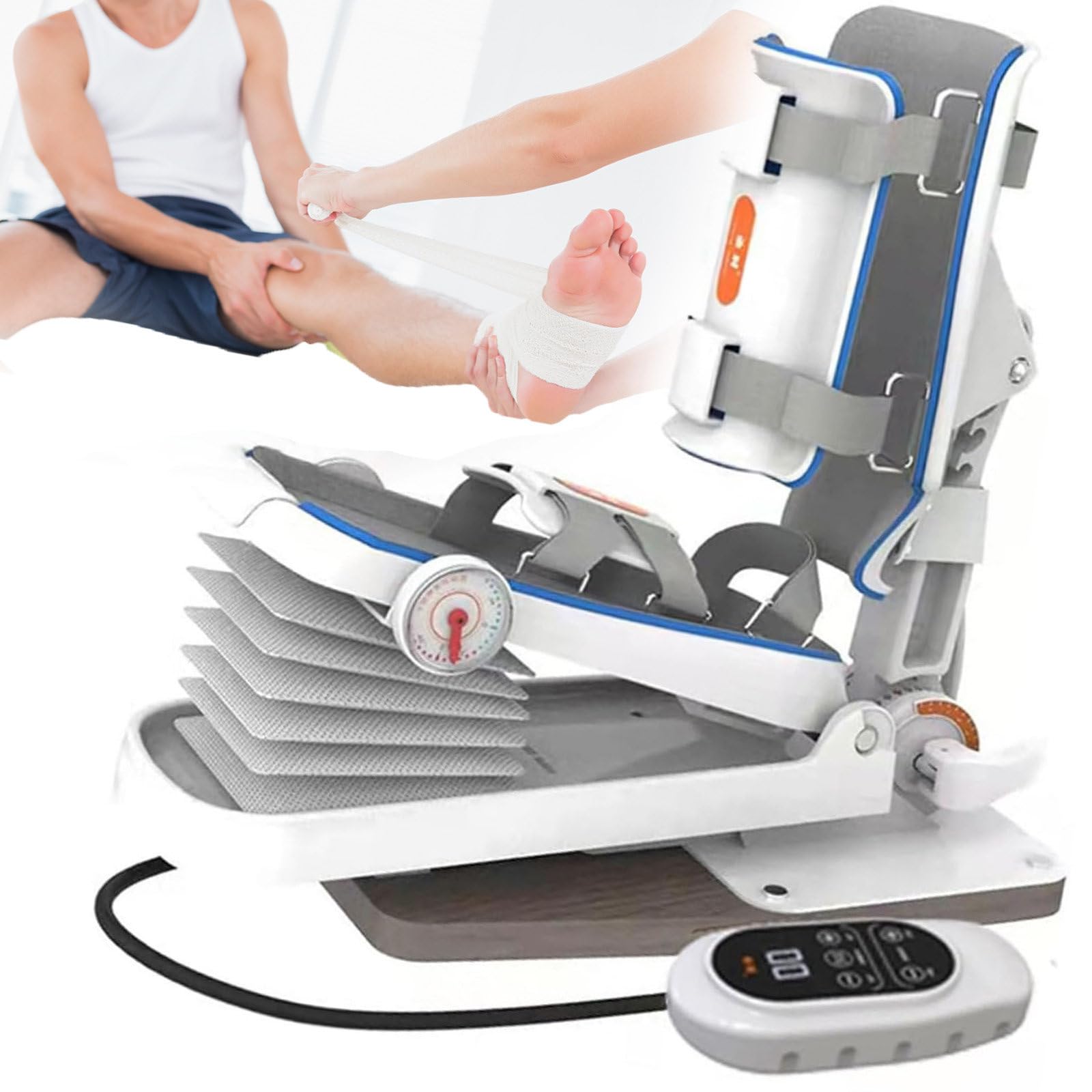 Oiyeknrd Ankle Joint Rehab Training Equipment,Ankle Joint Stretching Exerciser,Ankle Post-Operative Trainer,Angle/Strength Adjustable,For Reducing Pain/Ankle Sprain Electric