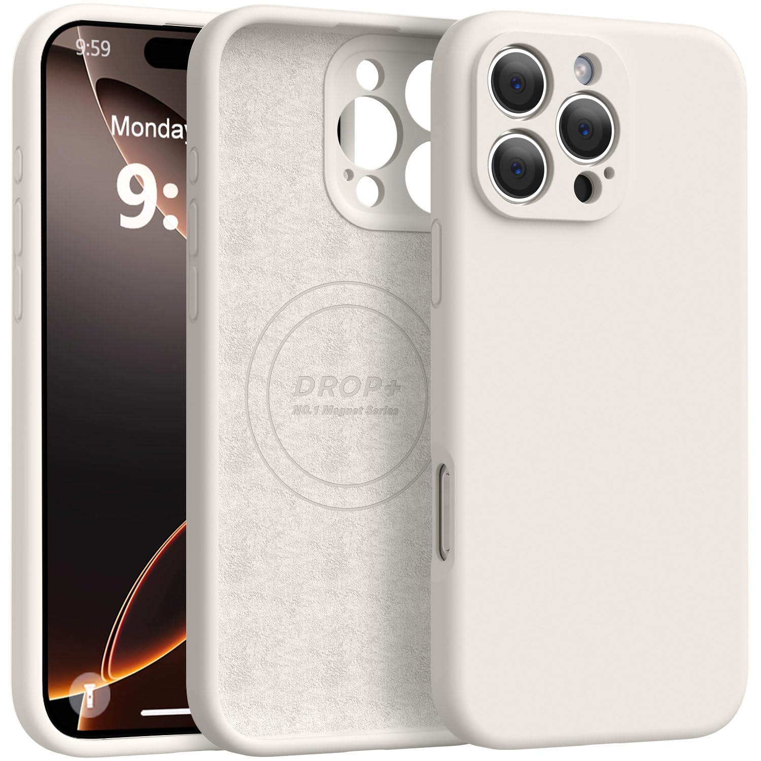 Photo 1 of Ktele Magnetic for iPhone 16 Pro Max Case [Compatible with Magsafe] [Premium Silicone Satin-Smooth Touch] Slim Shockproof Anti-Scratch Microfiber Lining Case, 6.9 inch, Stone