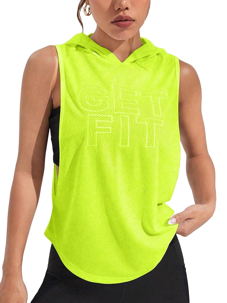 SweatyRocks Women's Activewear Letter Embroidered Sleeveless