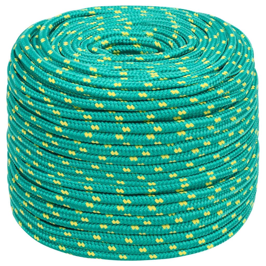 'vidaXL Green Polypropylene Boat Rope - Weather-Resistant Marine Line for Sailing, Camping, Fishing - 8mm Thickness, 100m Length, 420 kg Breaking Strength