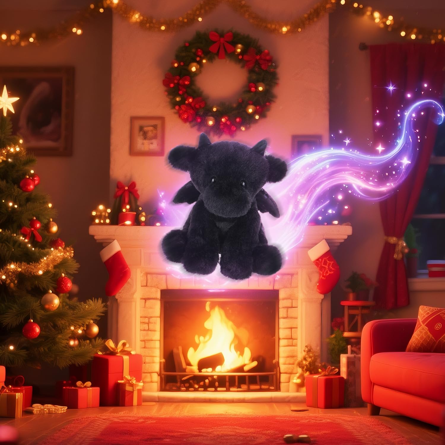 Apricot Lamb Small Black Dragon Plush