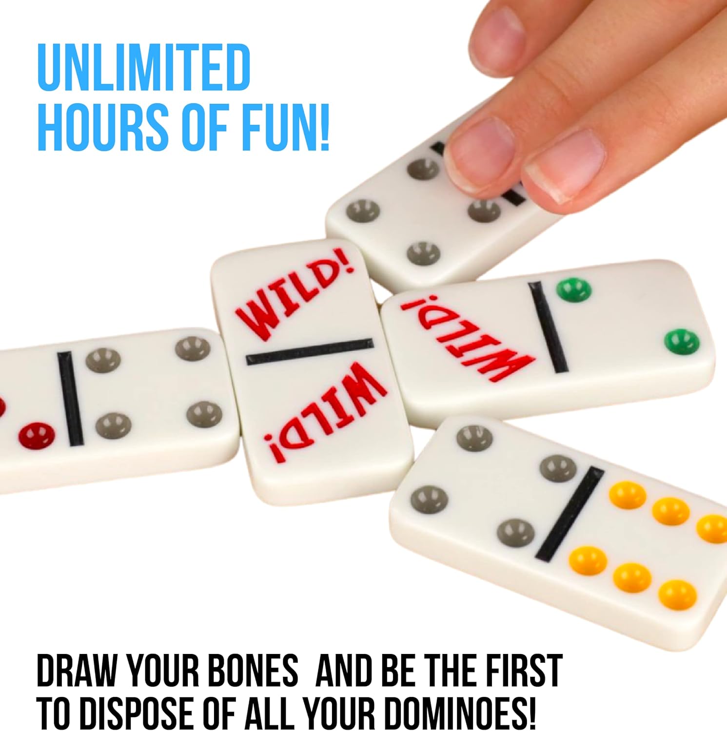 Regal Games – Wild Spinner Dominoes – Compatible with Spinner and Double 9 Dominoes - Fun Family-Friendly Game – Includes Score Pad and Rules Sheet – Ideal for 2-8 Players Ages 8+