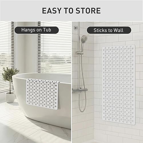 Miniatura 8 de XIYUNTE Tapete de ducha antideslizante para bañera, 35 x 16 pulgadas, tapete de ducha suave de elastómero termoplástico antideslizante para ducha
