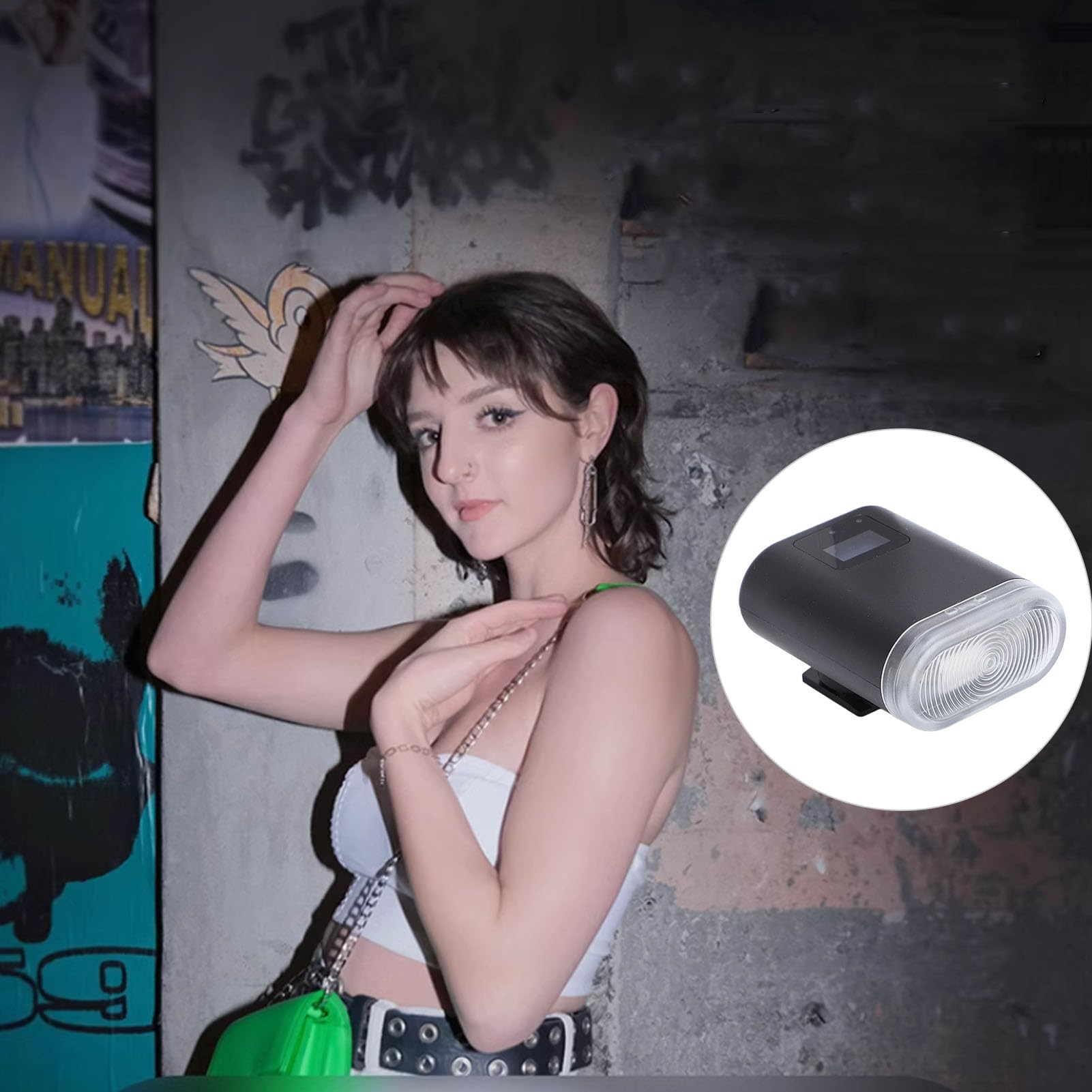 Camera Flash with Universal Hot Shoe Mount, Rechargeable 5600K Brightness Portable Flash Built in Screen, 8 Levels Brightness Adjustment 3.7V Camera Flash for Travel Photography