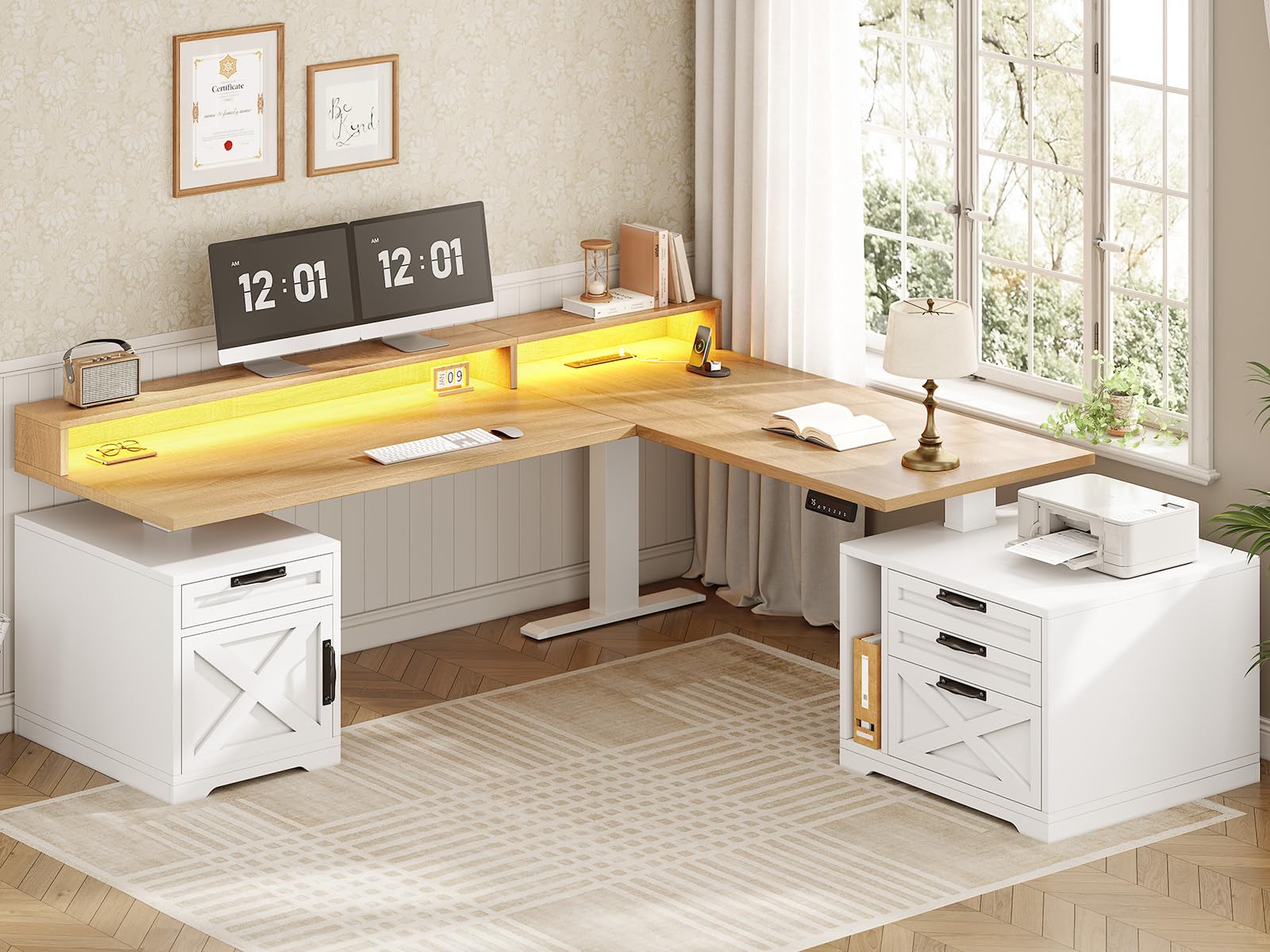 SEDETA Farmhouse L Shaped Standing Desk