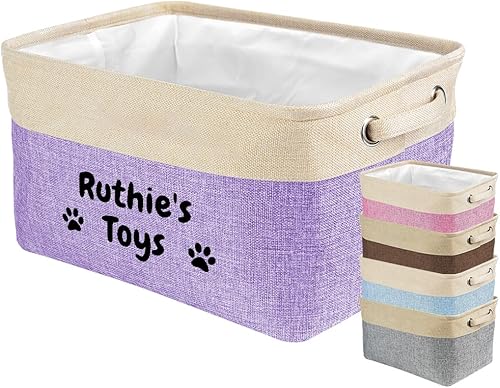 MALIHONG Cesta personalizada para perros para juguetes contenedor de almacenamiento plegable para cejas grises rosa morado azul caja organizadora de MALIHONG Cesta personalizada para perros para juguetes contenedor de almacenamiento plegable para cejas grises rosa morado azul caja organizadora de