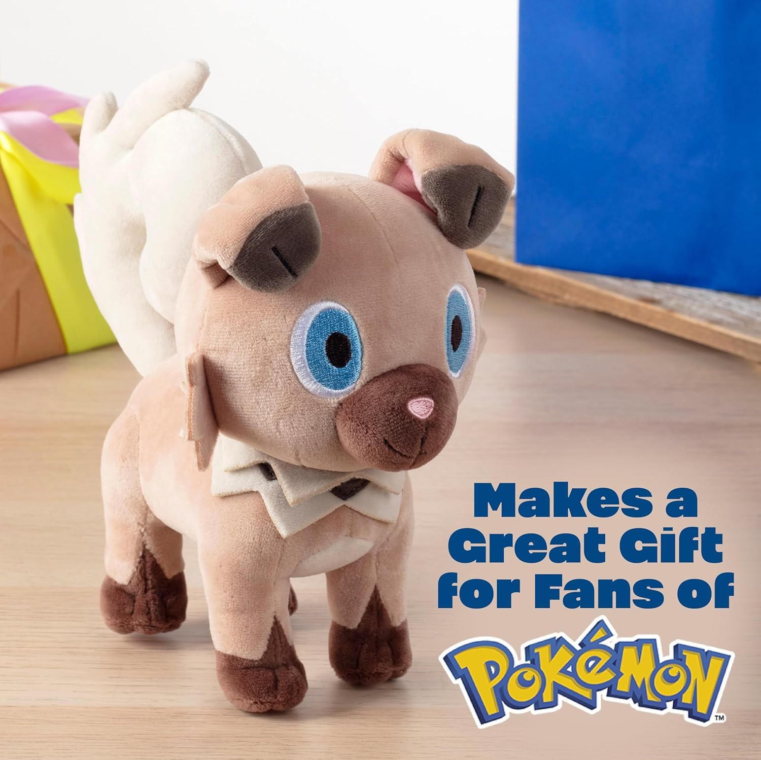 Pokémon Plüschfiguren, 20,3 cm, Hunde-Typ, 3er-Pack, Rockruff, Riolu, Fidough, offizielles Lizenzprodukt, hochwertige weiche Stofftier-Spielzeugfiguren, Geschenk für Kinder, Jungen, Mädchen und Fans,