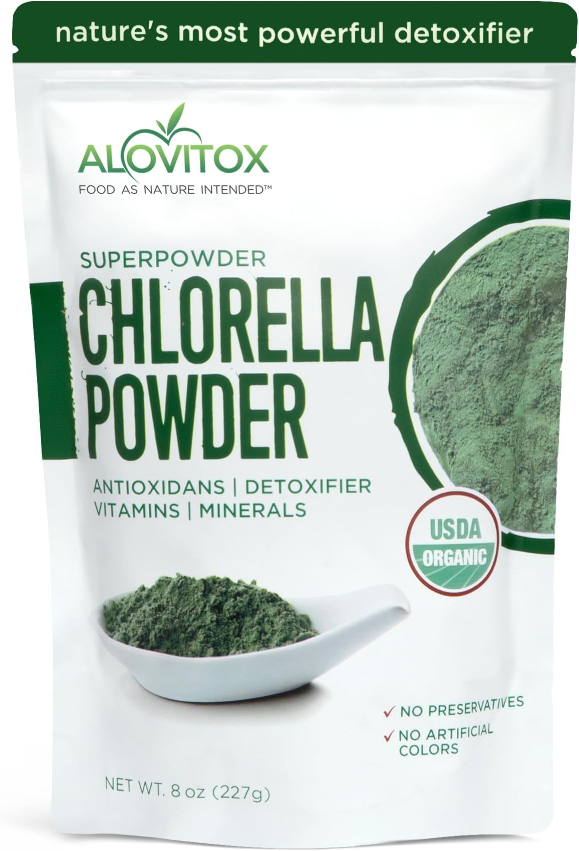 Organic Chlorella Powder 8oz | Nutrient Dense Superfood with Antioxidants, Proteins, Vitamins C, E, B Complex, Enzymes, Chlorophyll, Omegas 3 and More| Organic Raw No Additives or Colors