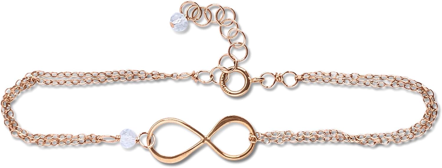 Birthstone Infinity Charm Bracelet - Gemstone - Handmade Jewelry, Gift for Her