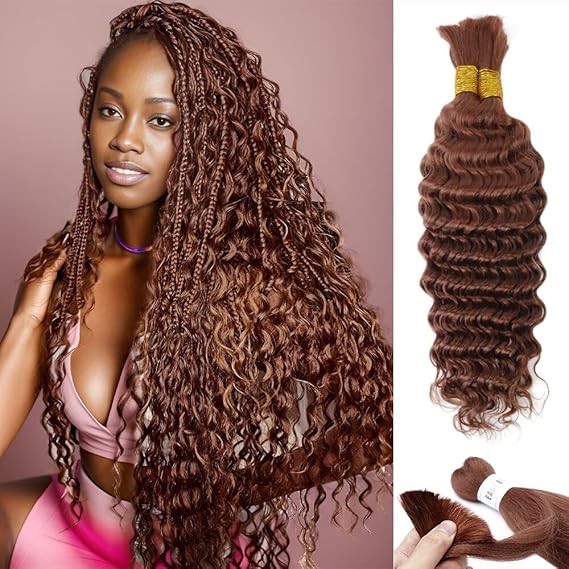 Brown Braiding Hair 100g 16 Inch Color 30 Braiding Hair Deep Wave Human Hair