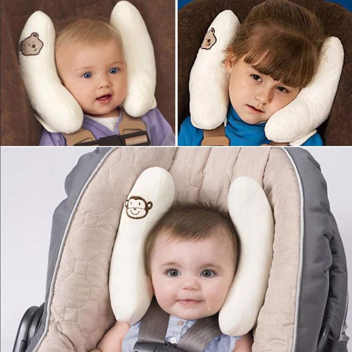 Inchant I neonati regolabili e bambino testa collo di sostegno, U-Forma I bambini Cuscino da viaggio Cuscino per seggiolino auto, offre una sicurezza di protezione per i bambini