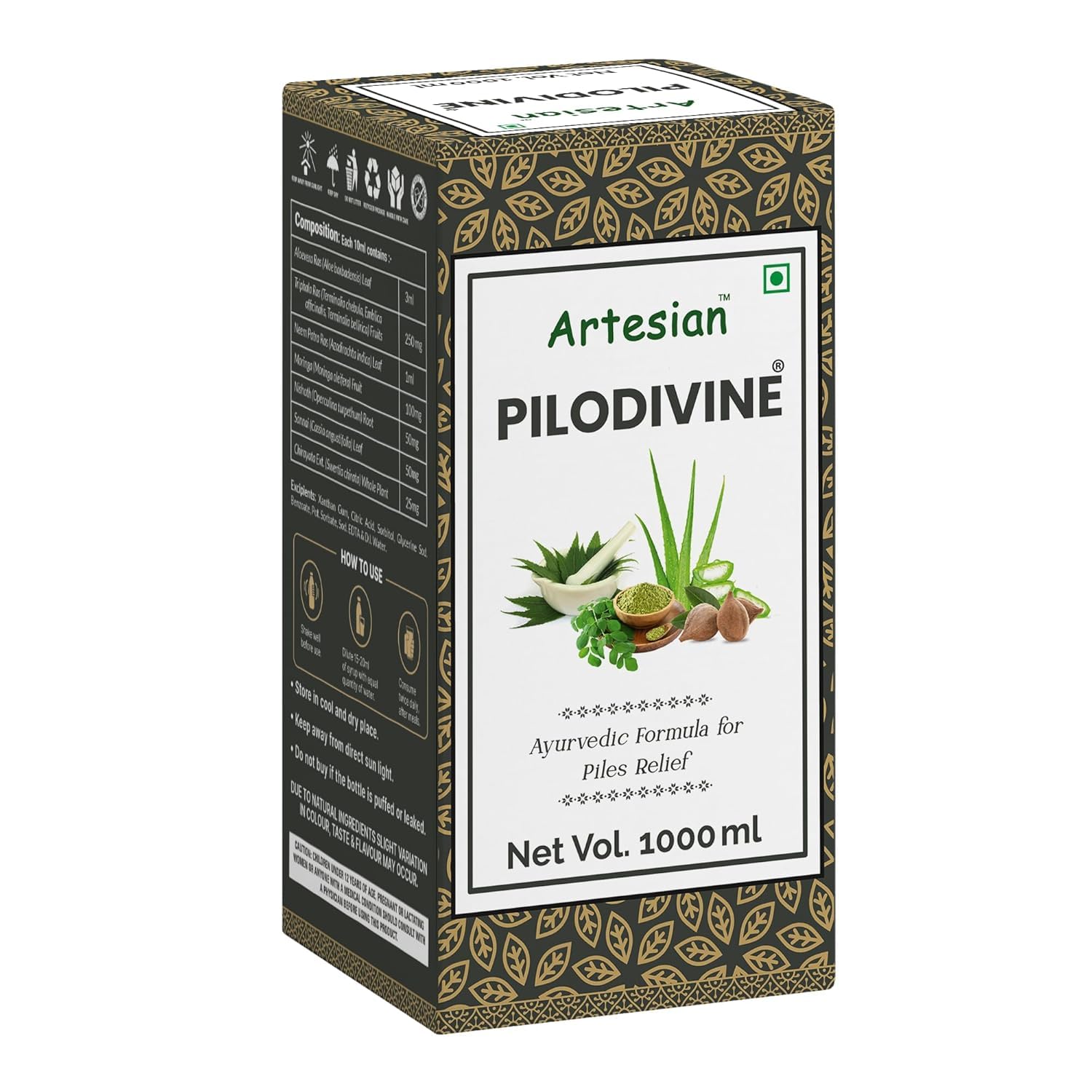Artesan Pilo divine for Piles relief Piles Problem Babaseer medicose piles Aurvedic product | 1000ml Pack