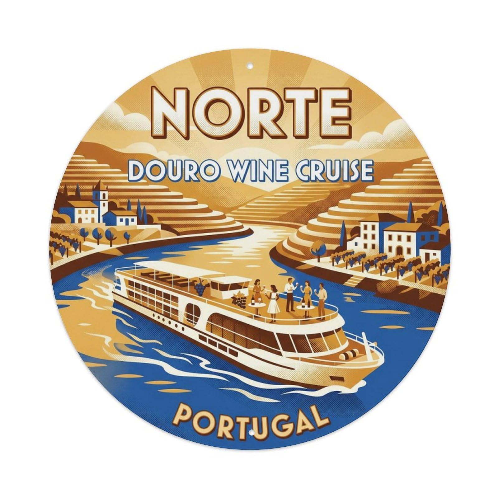 Olhnbad 08X08inch Style Classic Portugal Norte River Coastal Travel Art Metal Tin Sign