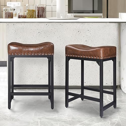 Miniatura 8 de Juego de 4 taburetes de bar de altura de mostrador para encimera de cocina, taburetes de bar de 24 pulgadas, taburetes de cocina, taburetes de