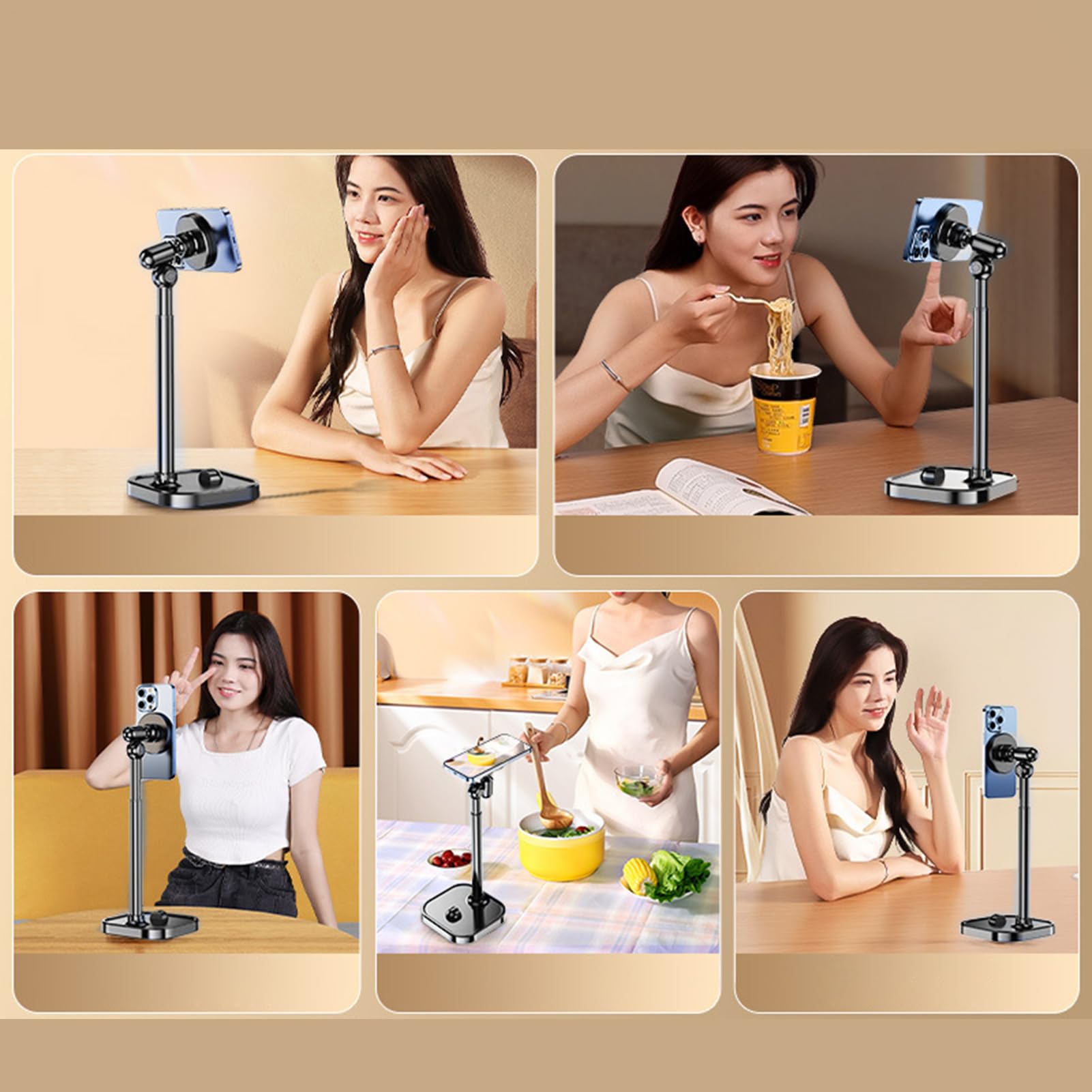 Schreibtisch Handyhalter - Magnetisch Teleskop Winkel Höhenverstellbar Haushaltszubehör | Handy-Halter | Für Videoanrufe Aufnahme Anrufe Zuhause Fitness Training Reise Nachttisch