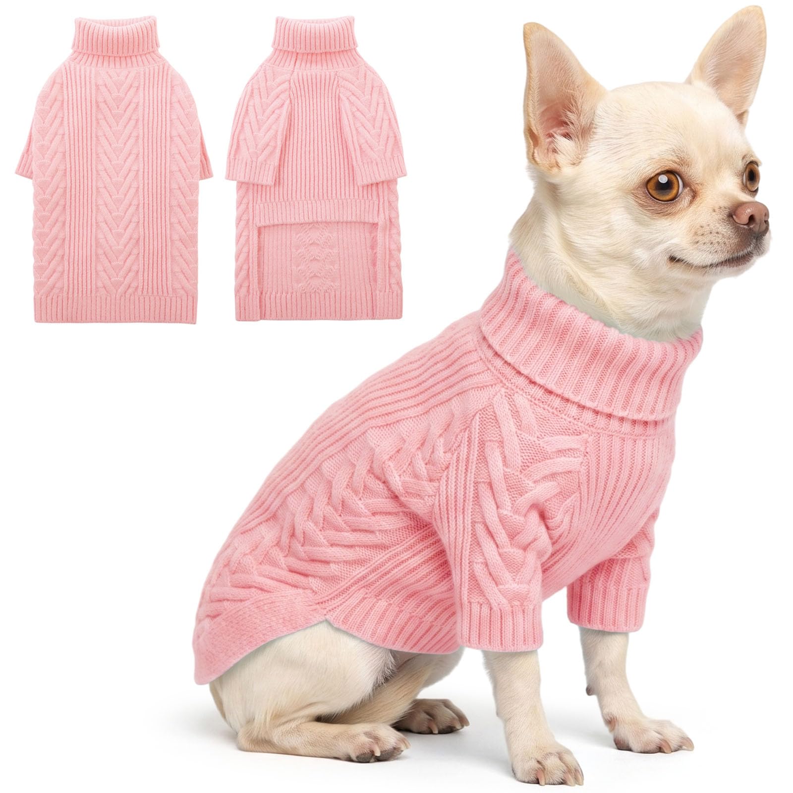 ASENKU Dog Sweater for Small Dogs, Turtleneck Dog Sweater for Chihuahua
