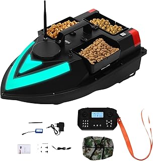 500M GPS Angeln Köderboot, Fernbedienung Fischköder Boot, Futterboot mit LED-Streifen und 3 Köderboxen, Nachtangeln Köderboot, Cruise Control System