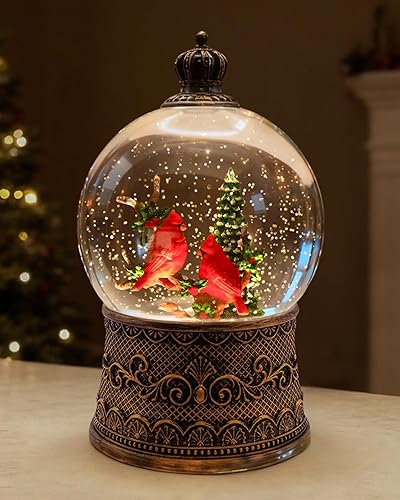 Miniatura 25 de Globo de Nieve Grande de Iglesia Navideña con Belén que se Ilumina, Globo de Nieve con Música, Globos de Nieve Blancos de Navidad de 9.84" para