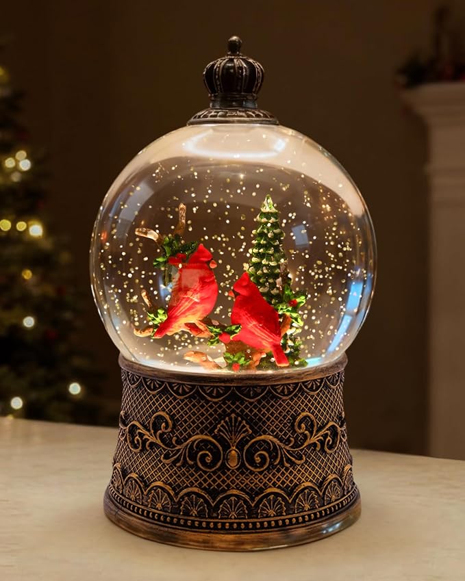 Amazon.com: Christmas Cardinal Snow Globe Light up Lantern with 8 Songs ...